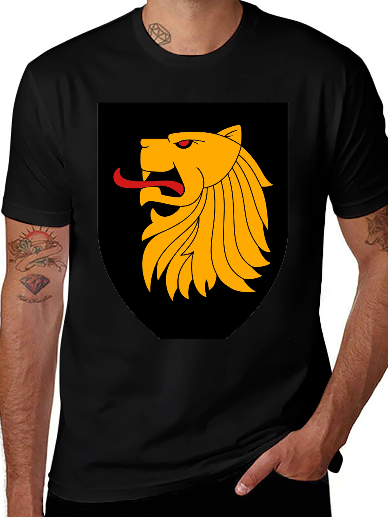 Variant 8 of Lion Crest Graphic Tee - Black Short Sleeve Shirt