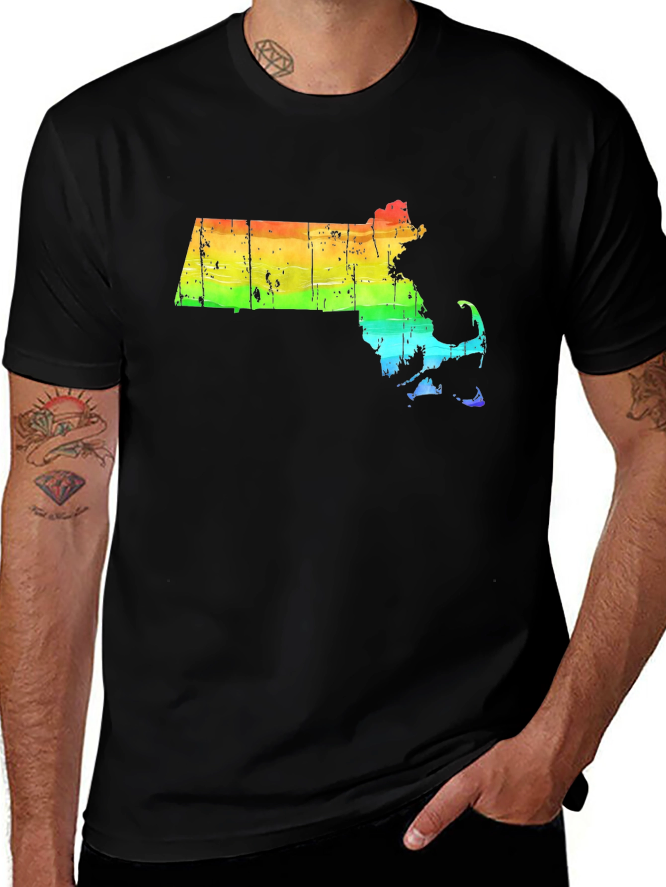 Massachusetts Rainbow Pride State T-Shirt
