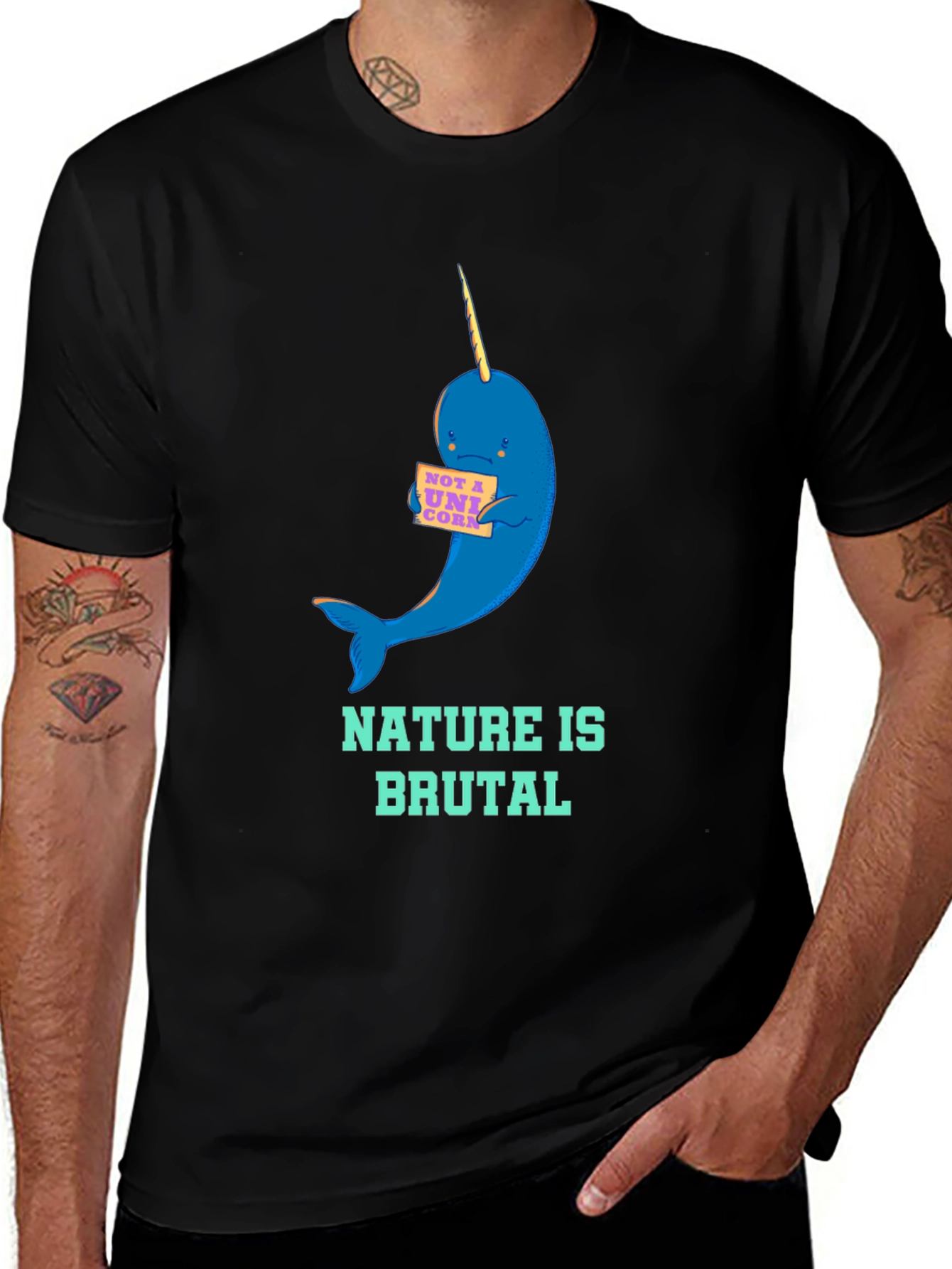 Variant 10 of Nature is Brutal Narwhal Graphic Tee