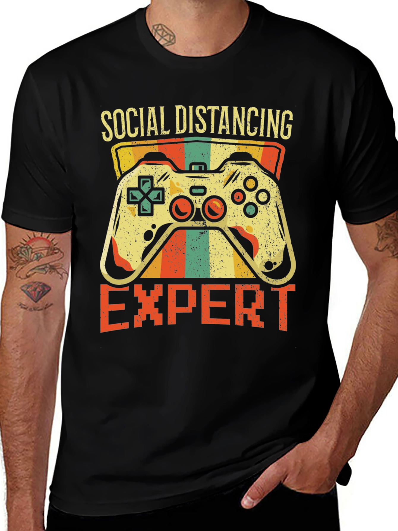 Variant 21 of Social Distancing Expert Gamer T-Shirt - Black