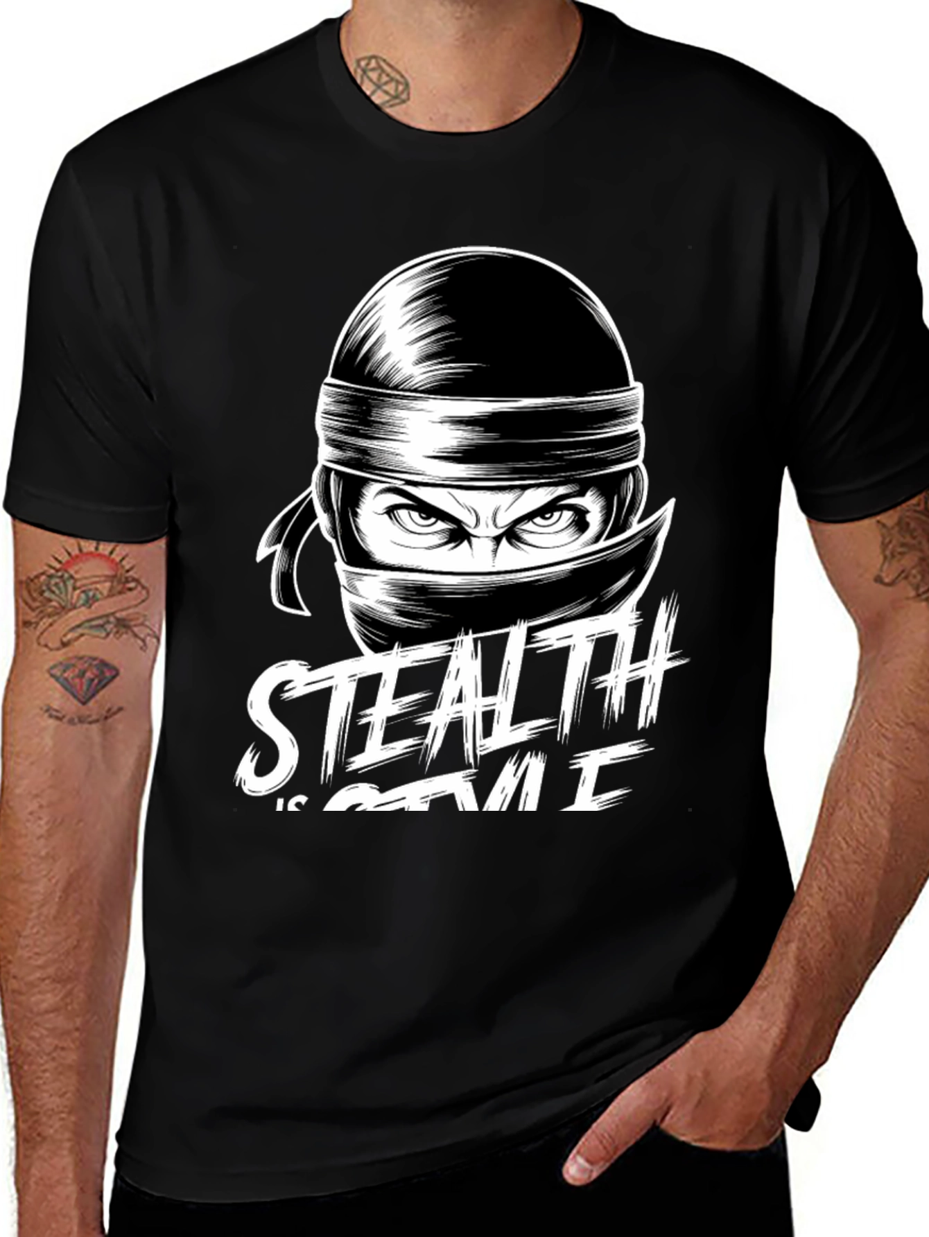 Variant 18 of Stealth is Style Ninja Graphic Tee - Black