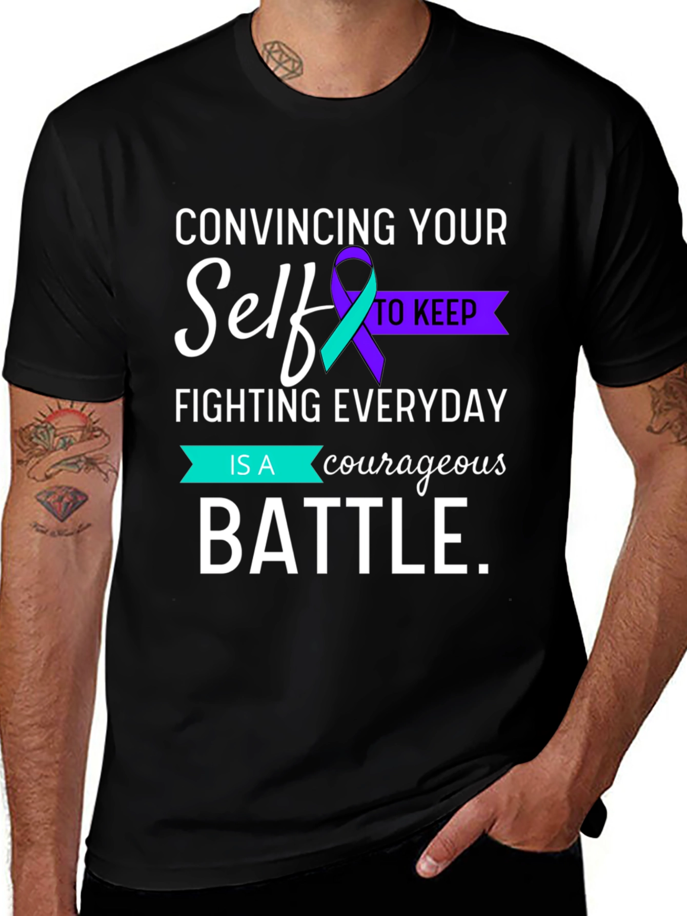 Variant 6 of Courageous Battle Mental Health Awareness Graphic Tee
