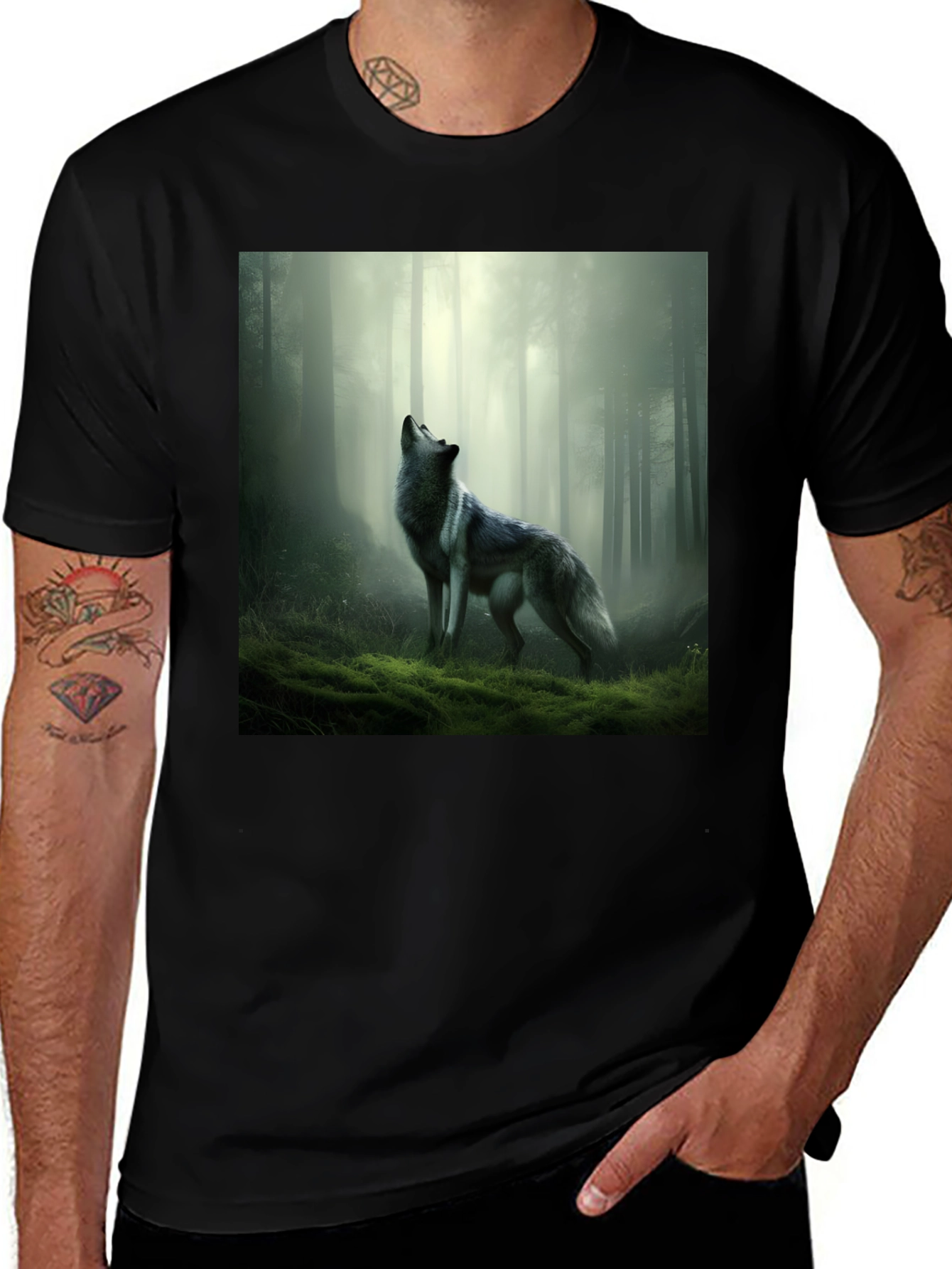 Variant 25 of Wolf Forest Graphic Black T-Shirt