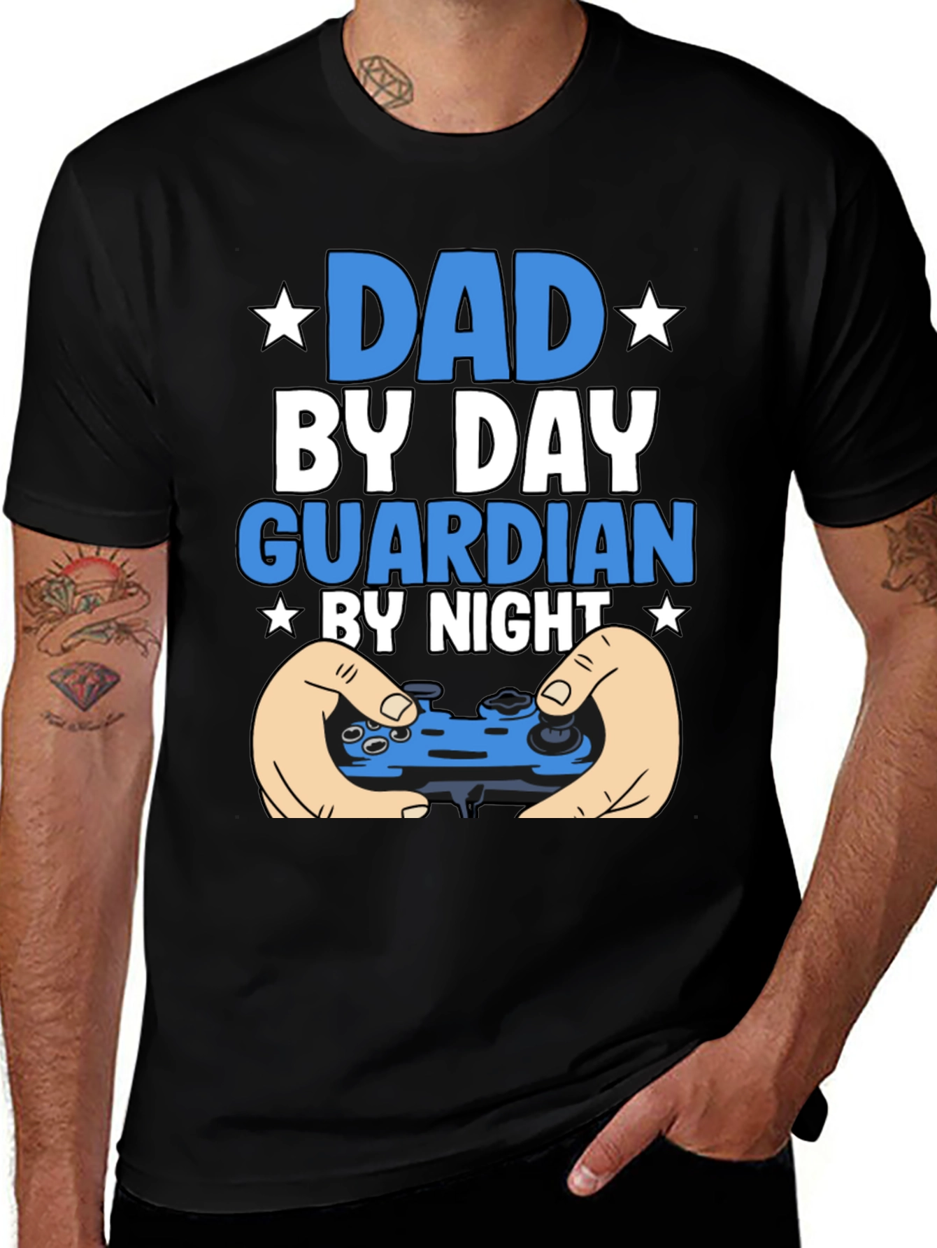 Dad By Day Guardian By Night Graphic Tee - Gaming Dad