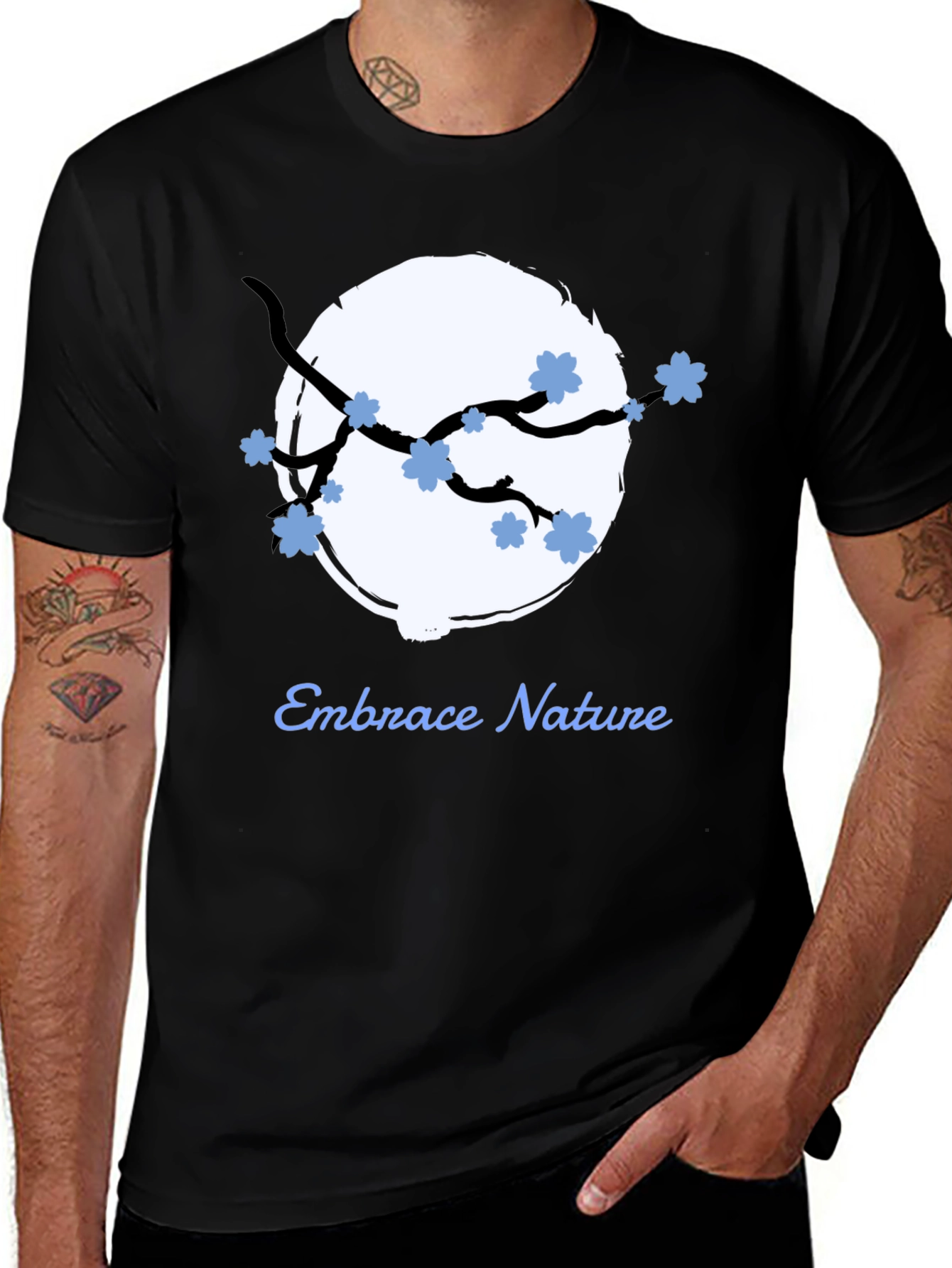 Embrace Nature Graphic Tee - Black Cotton Blend