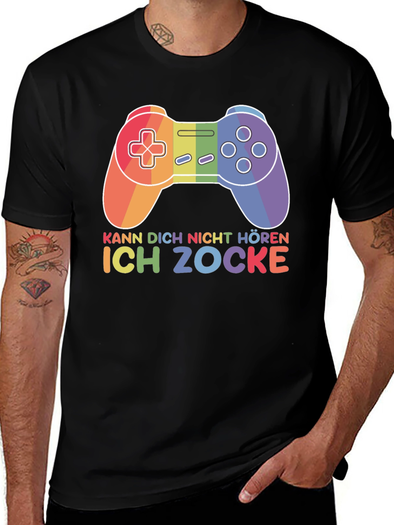 Variant 19 of Rainbow Gamer T-Shirt - "Kann Dich Nicht Horen Ich Zocke"