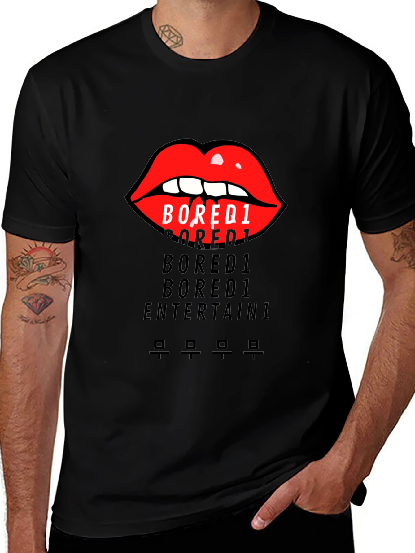 Variant 8 of Bored1 Lips Graphic Black T-Shirt