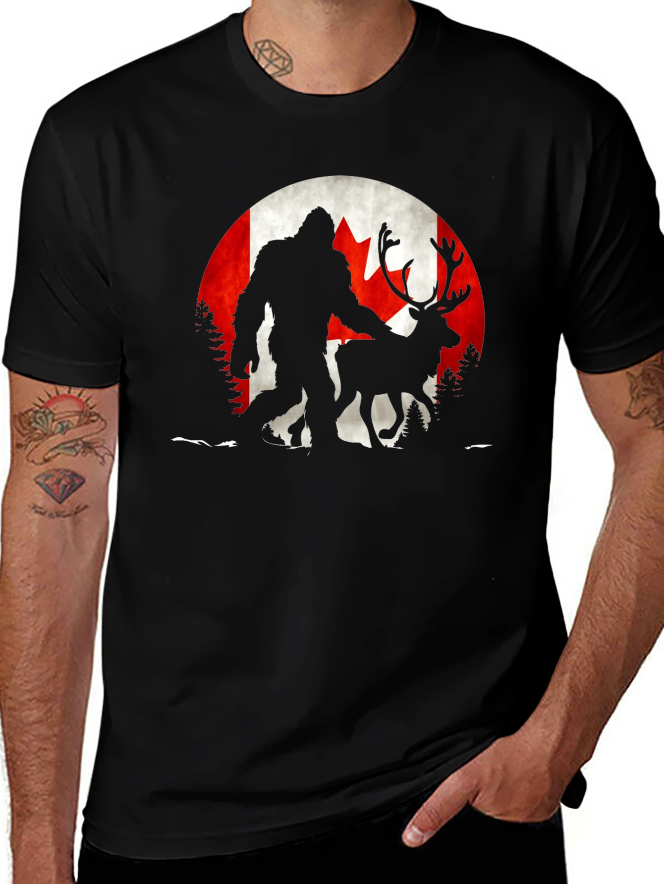 Canadian Bigfoot & Deer T-Shirt