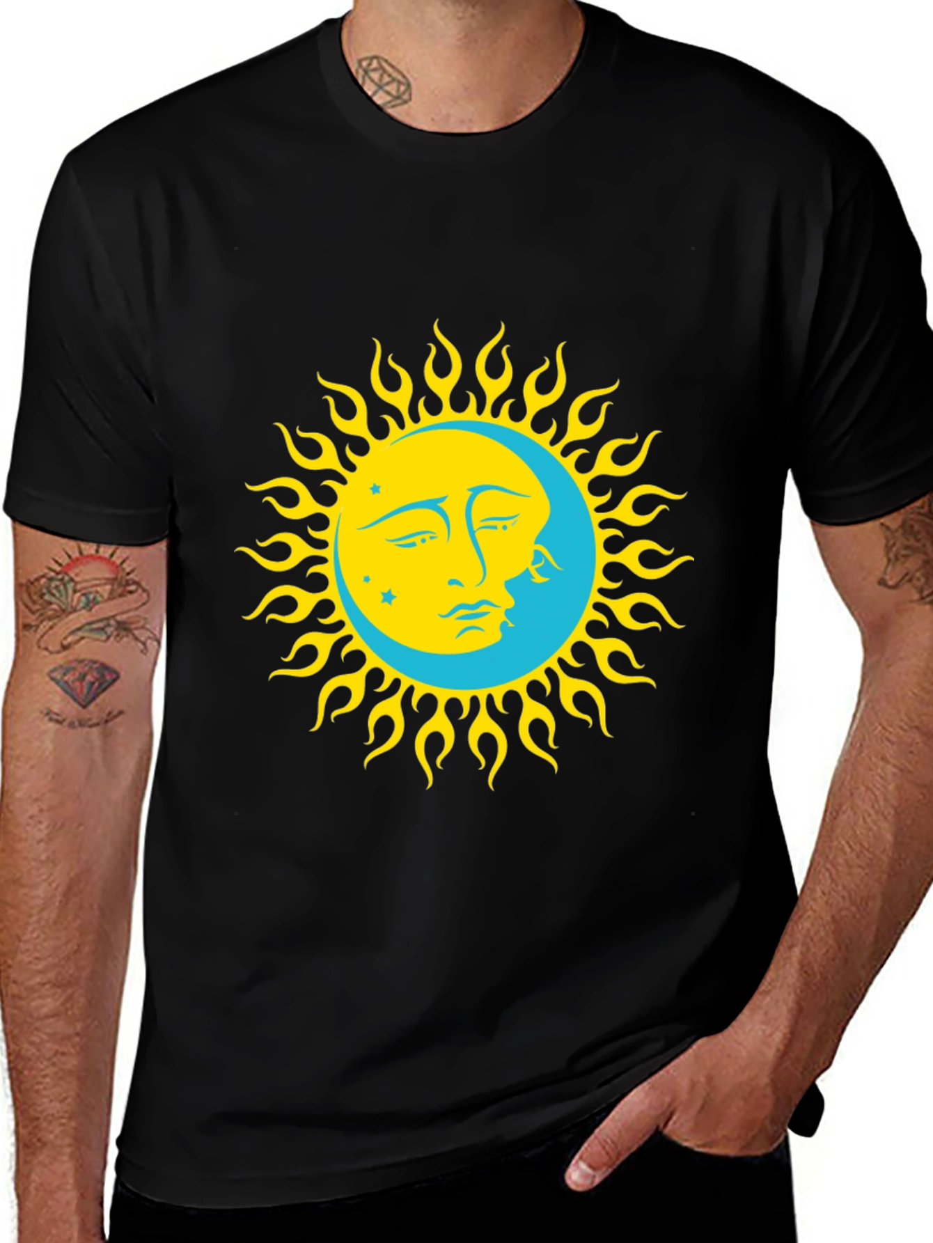 Sun & Moon Graphic Tee - Black T-Shirt