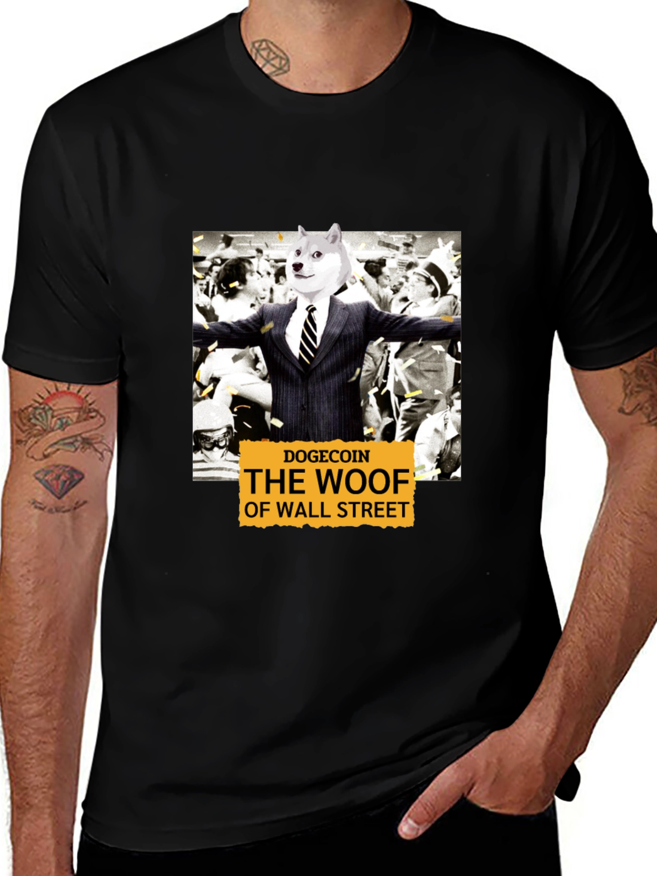 Dogecoin Woof of Wall Street Graphic Tee