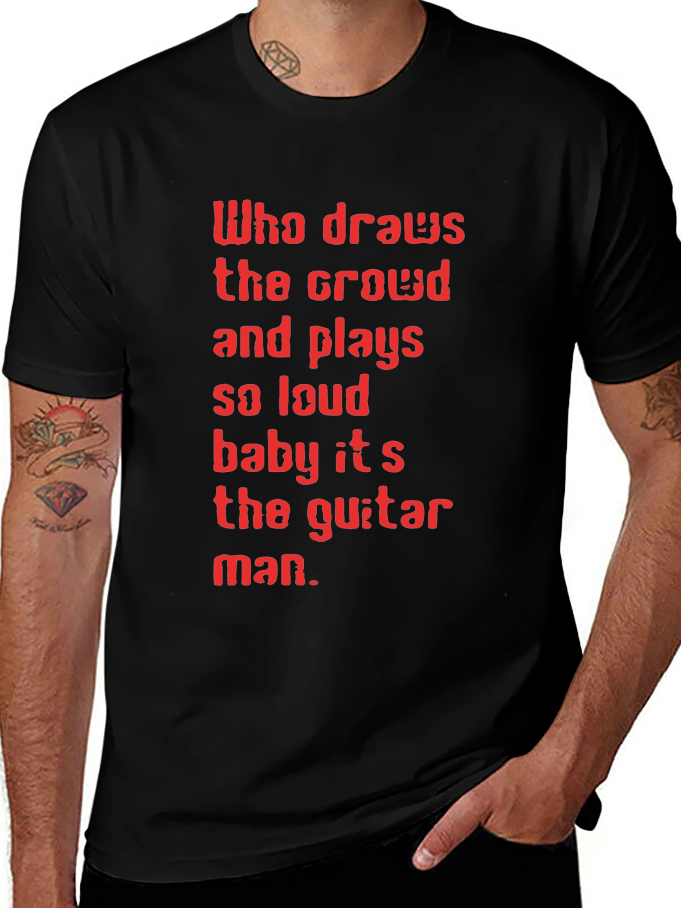 Variant 9 of Guitar Man Graphic Tee - Black T-Shirt