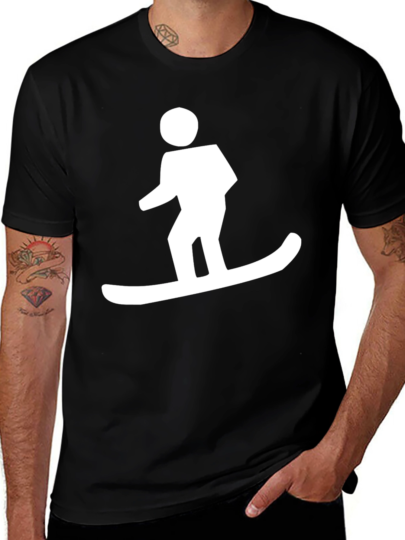 Variant 15 of Snowboarder Graphic Tee - Black Cotton T-Shirt