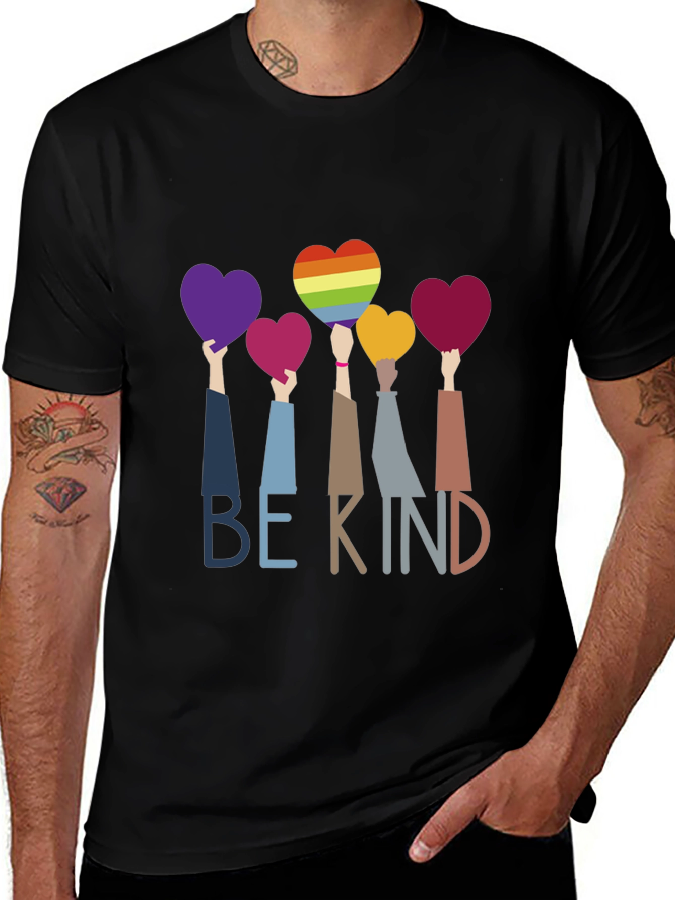 Variant 16 of Be Kind T-Shirt - LGBTQ+ Pride Heart Design