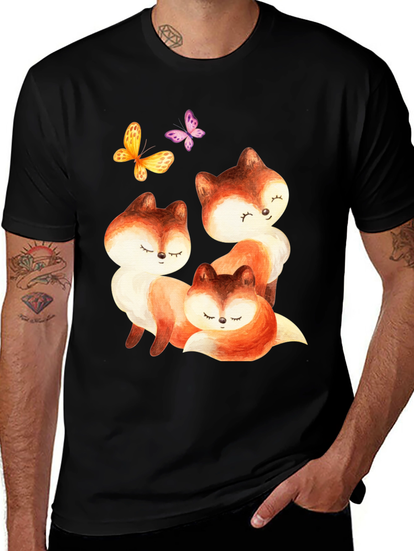 Variant 26 of Cute Fox & Butterfly Graphic Tee