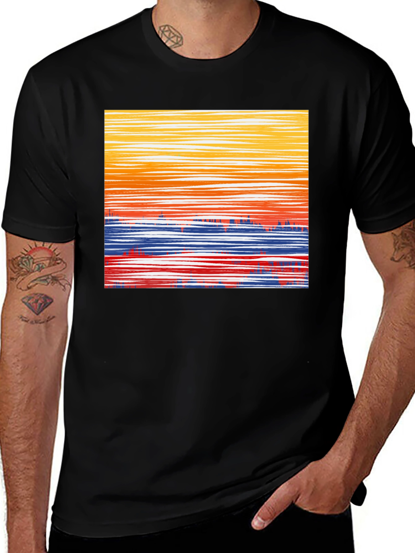 Variant 25 of Abstract Horizon Graphic Tee - Soft Cotton Blend T-Shirt