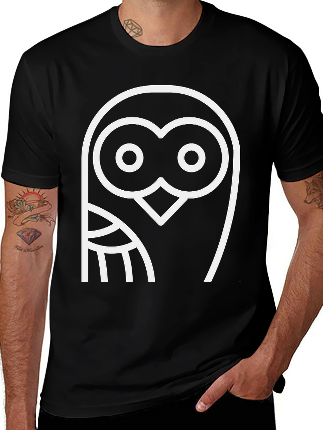 Variant 30 of Cool Owl Graphic Black T-Shirt