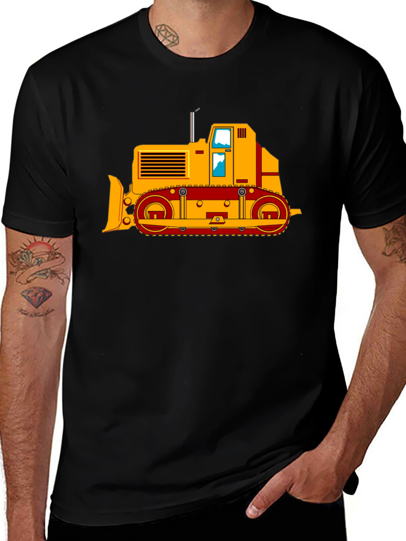 Black Bulldozer Graphic Tee - Black Cotton T-Shirt main image