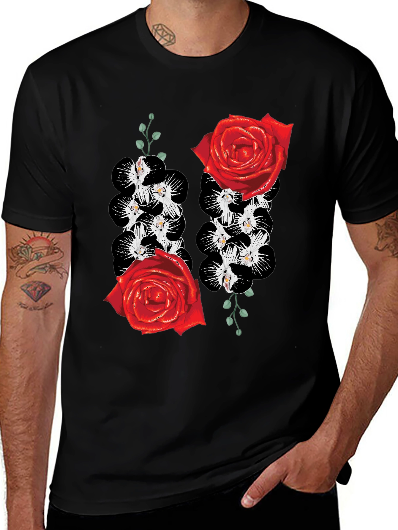 Variant 24 of Floral Rose & Orchid Graphic Tee