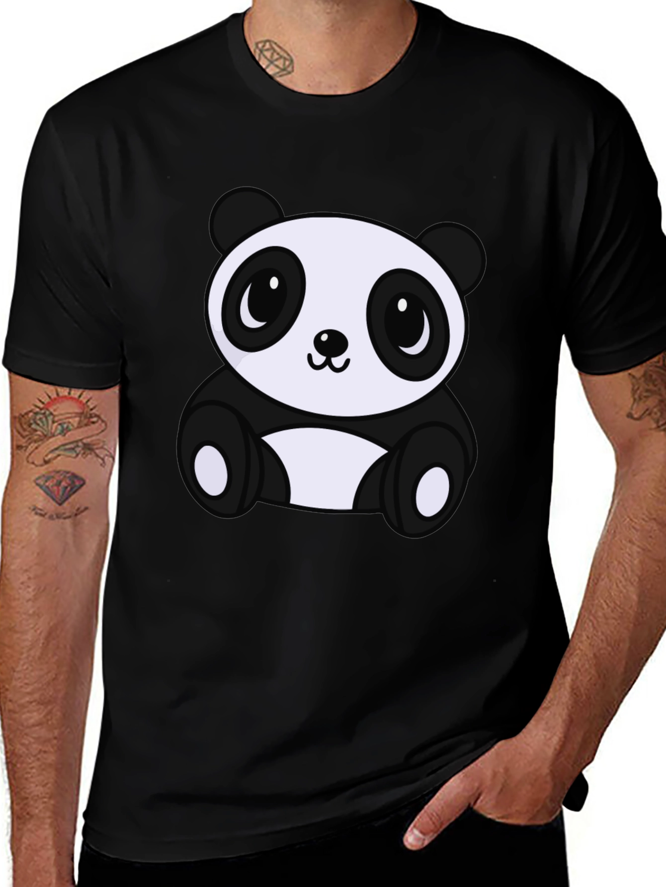 Variant 17 of Cute Panda Bear Graphic Tee - Soft Black T-Shirt