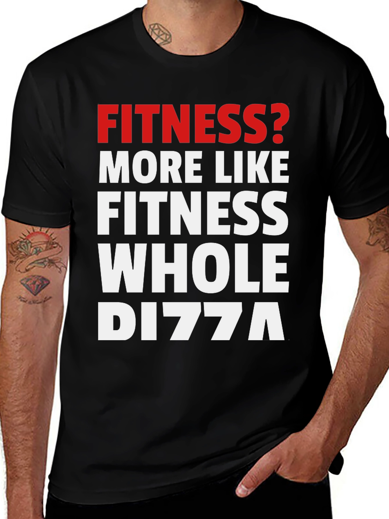 Variant 13 of Funny Fitness Whole Dizza Black Graphic T-Shirt