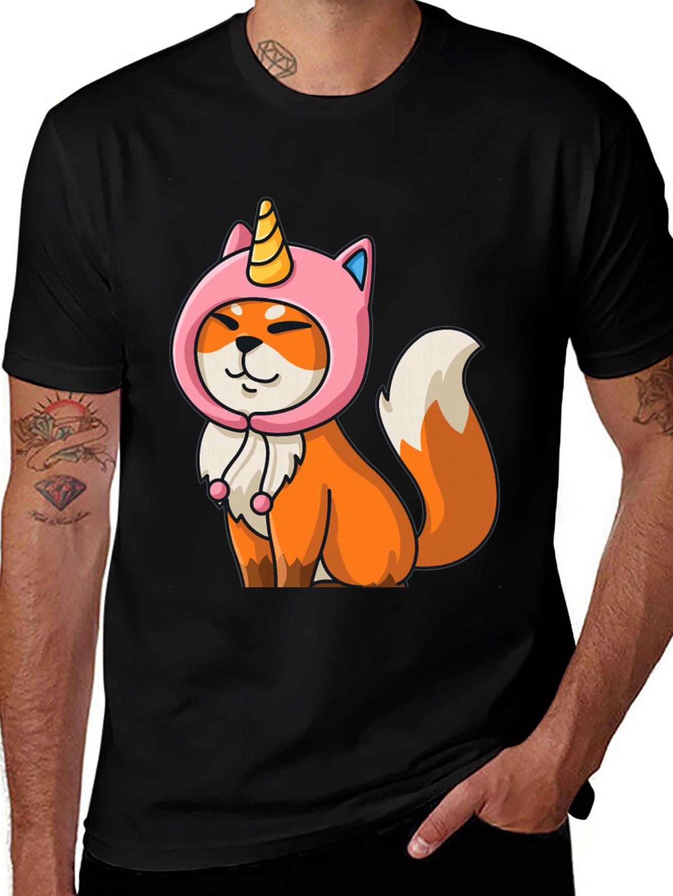 Variant 10 of Unicorn Fox T-Shirt - Cute Cartoon Graphic Tee