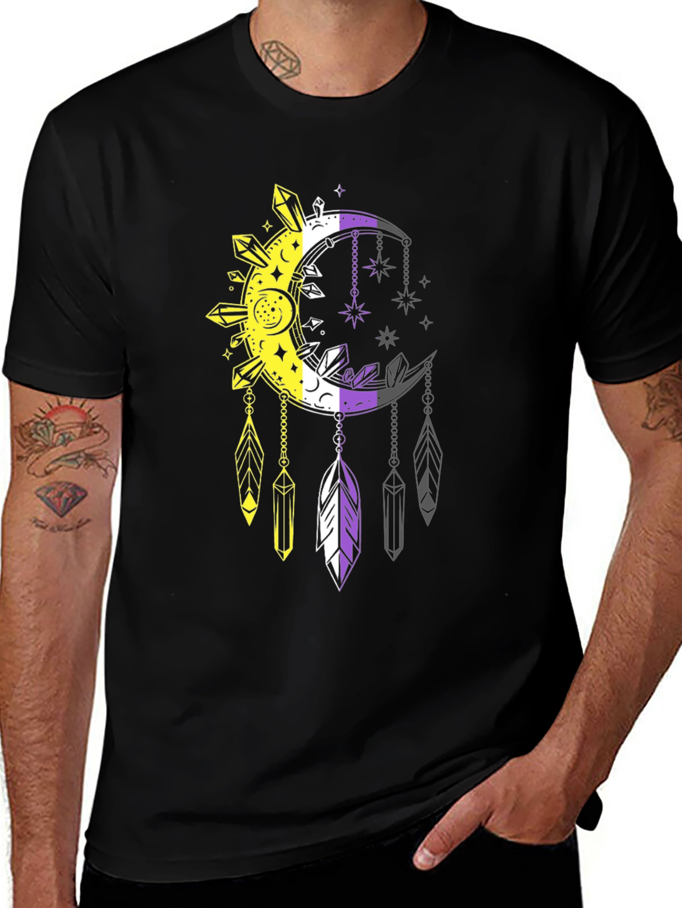 Variant 18 of Nonbinary Pride Moon Dreamcatcher T-Shirt