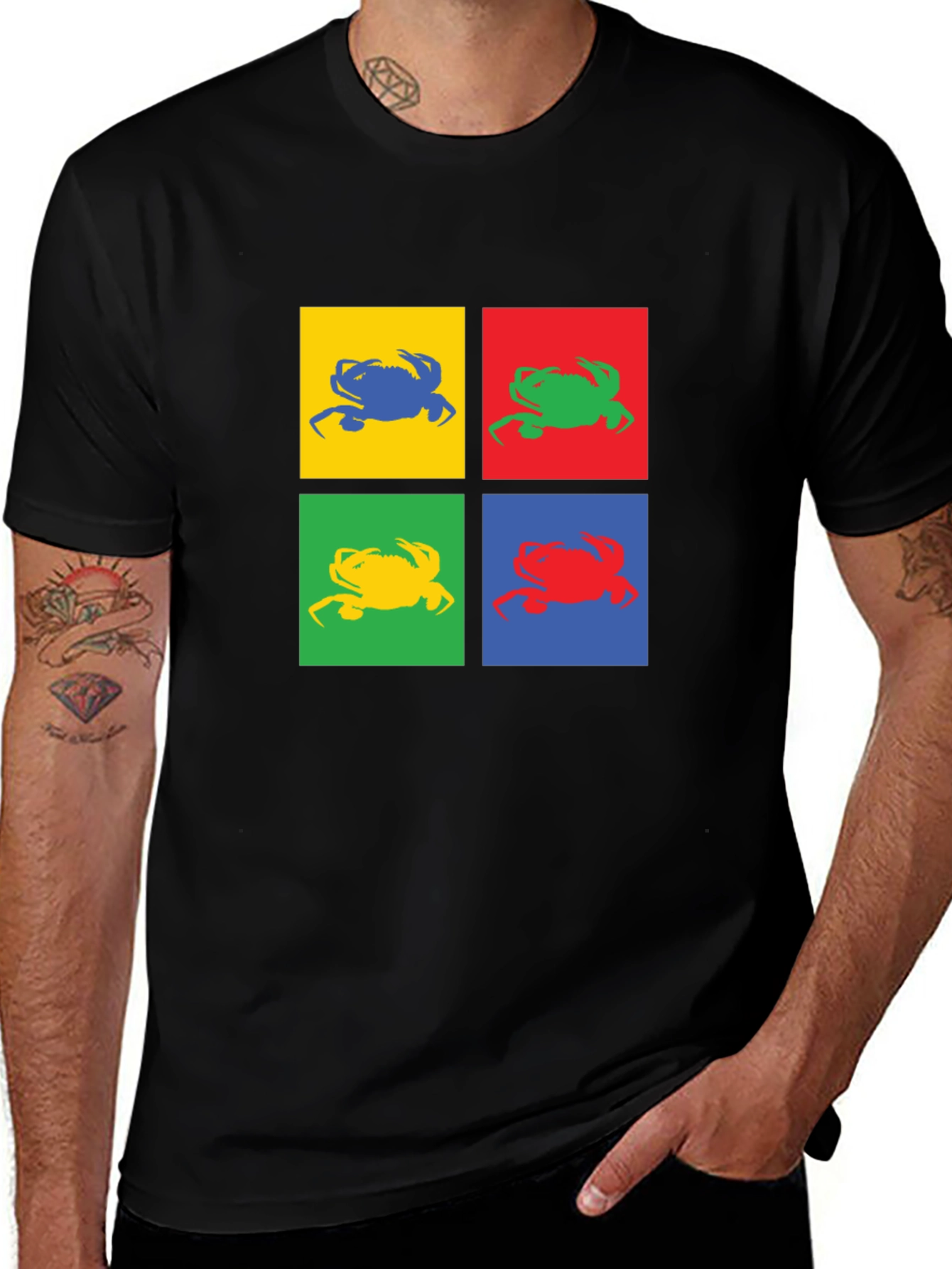 Variant 30 of Colorful Crab Pop Art Black T-Shirt