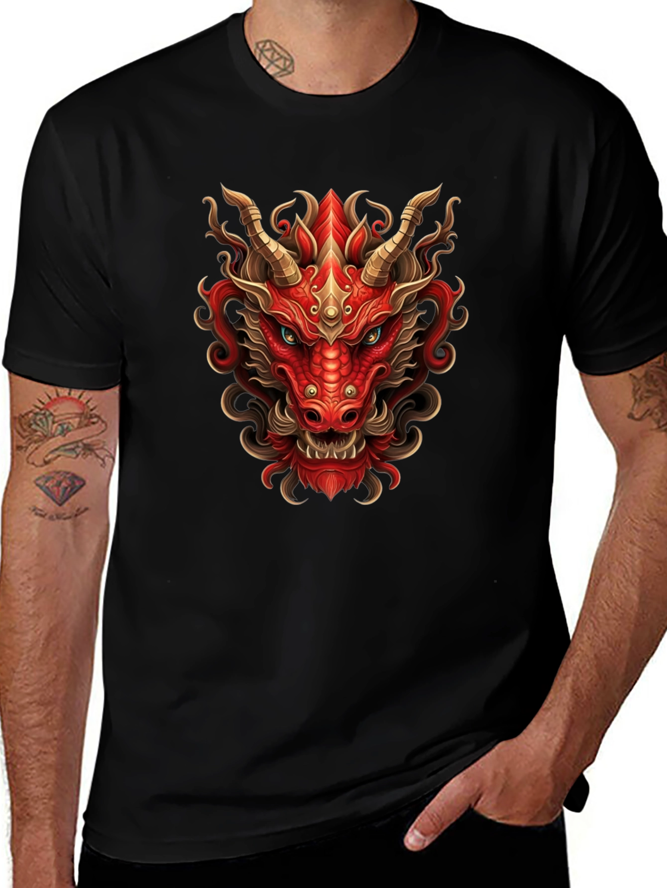 Variant 7 of Fiery Dragon Graphic Tee - Bold Style