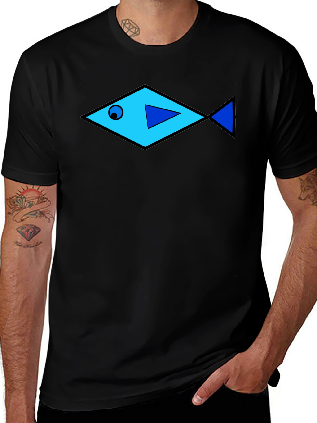 Variant 3 of Geometric Fish Black T-Shirt