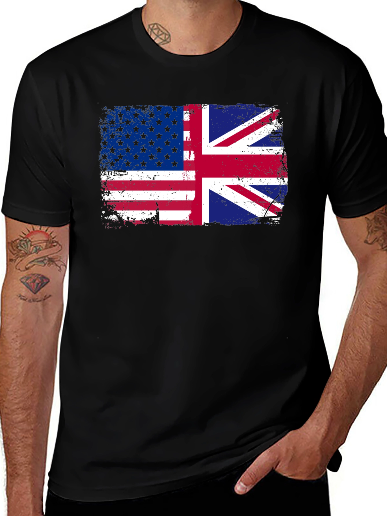 USA & UK Flag Graphic T-Shirt