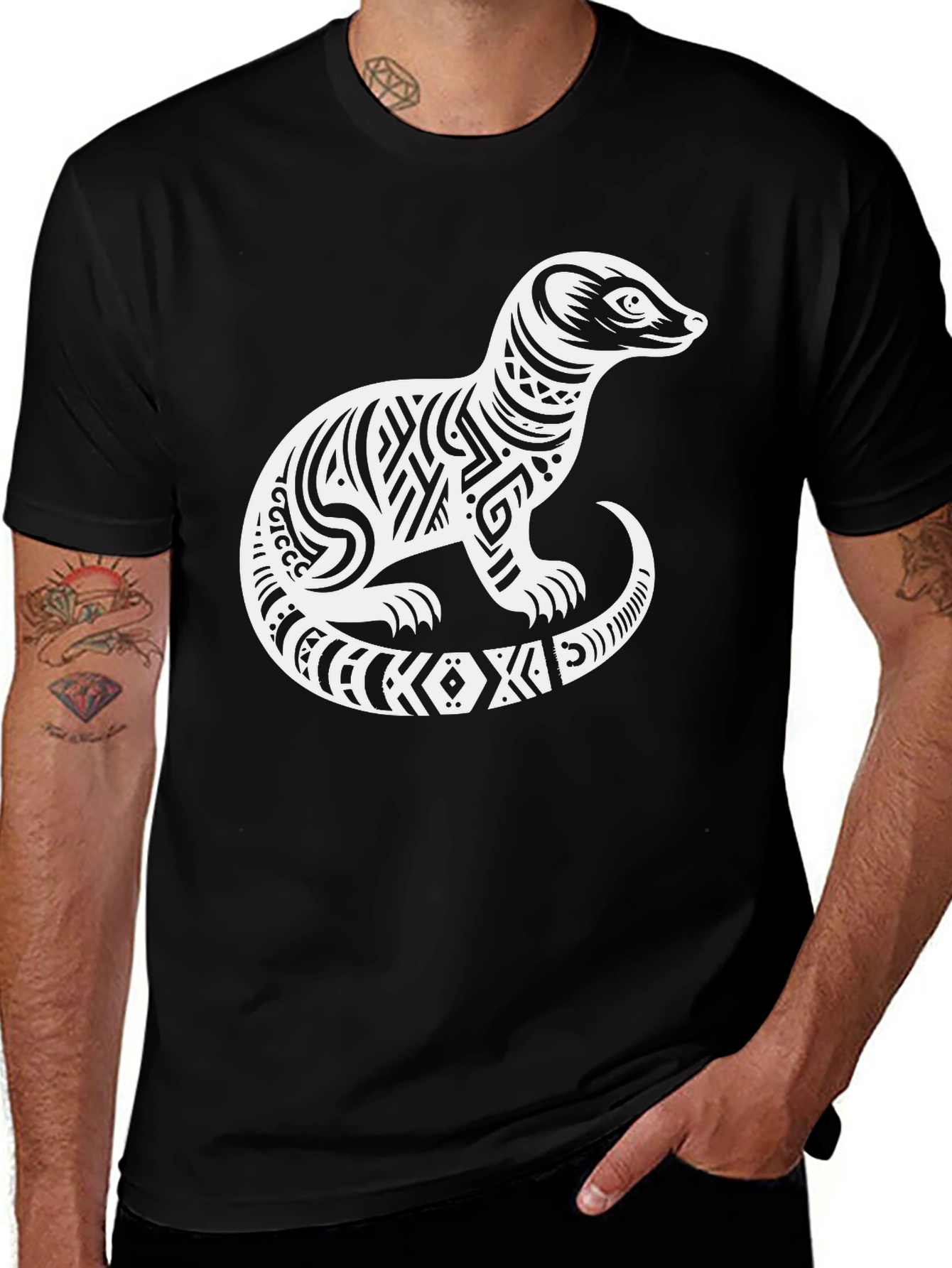Variant 20 of Tribal Ferret Graphic Tee - Unique Animal Design
