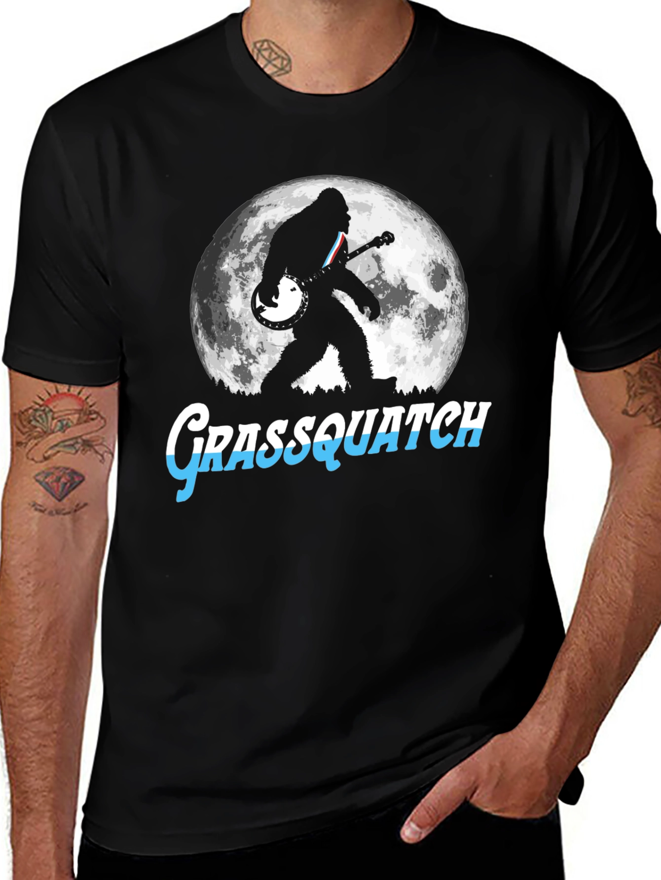 Variant 21 of Grassquatch Banjo Moon Black T-Shirt