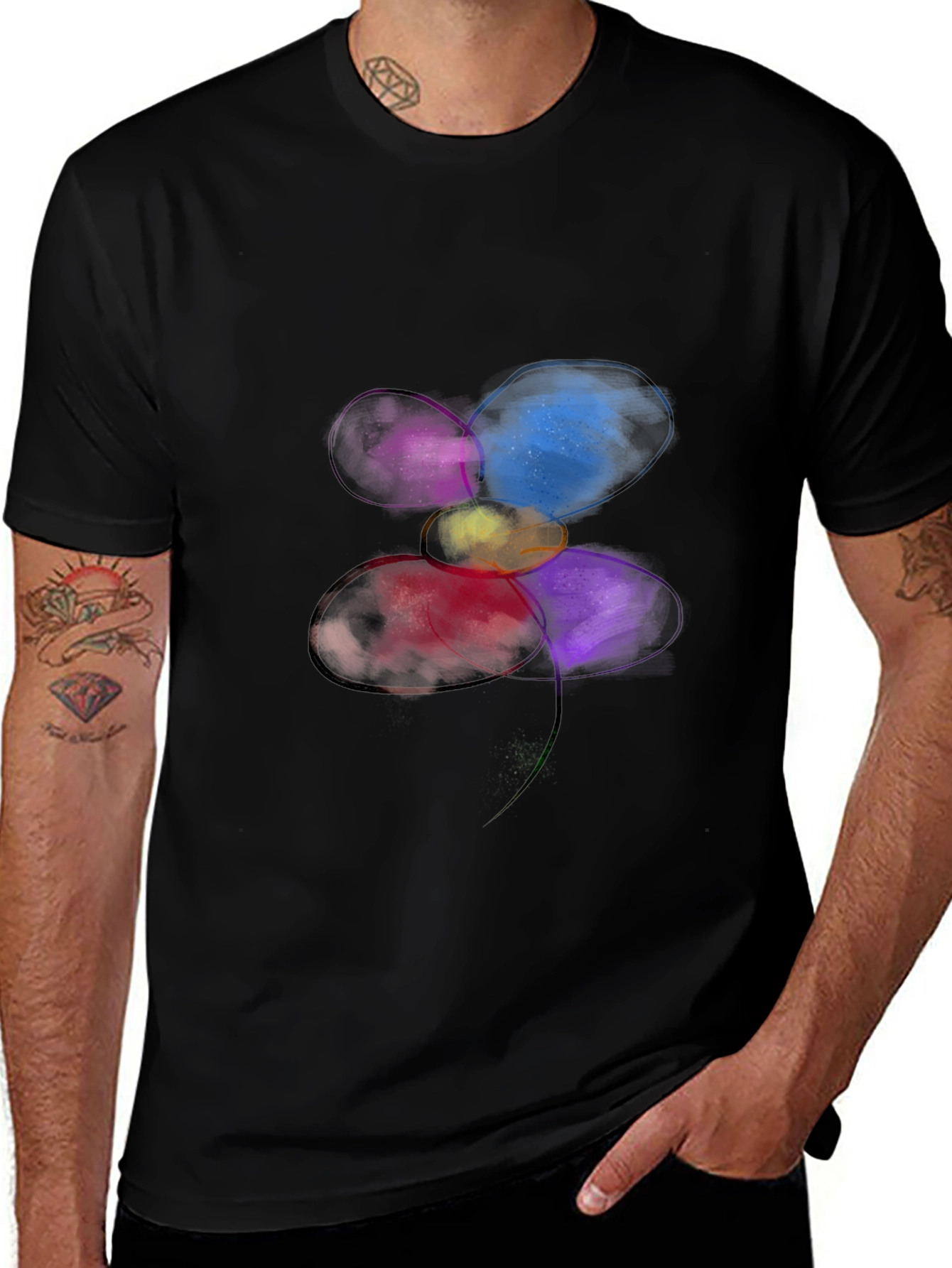 Variant 7 of Galaxy Bloom T-Shirt - Unique Abstract Floral Design