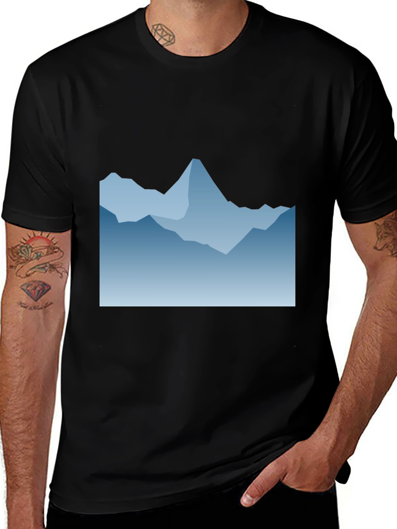 Variant 14 of Blue Mountain Graphic Black T-Shirt