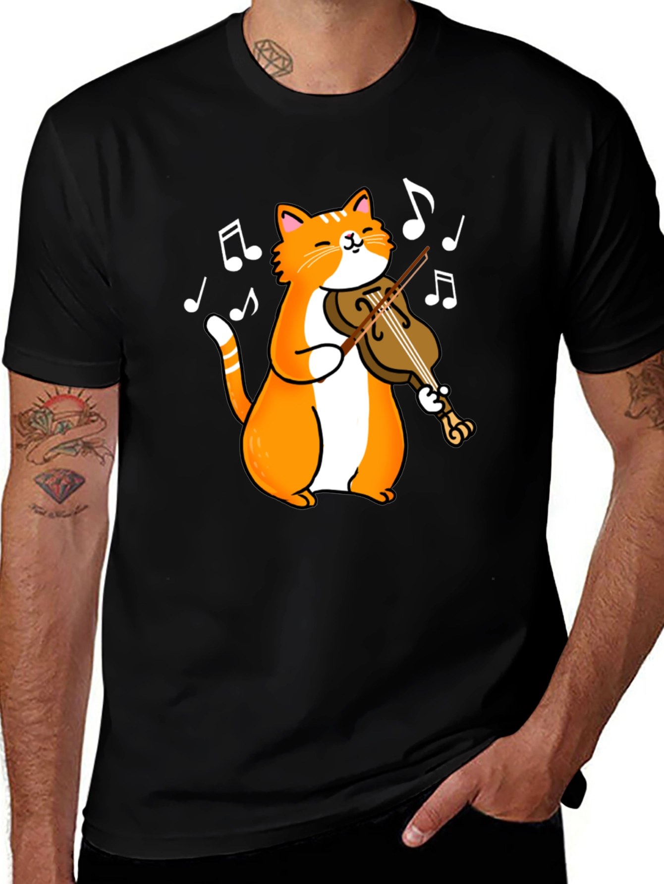 Variant 11 of Musical Cat T-Shirt - Violin Playing Feline Tee