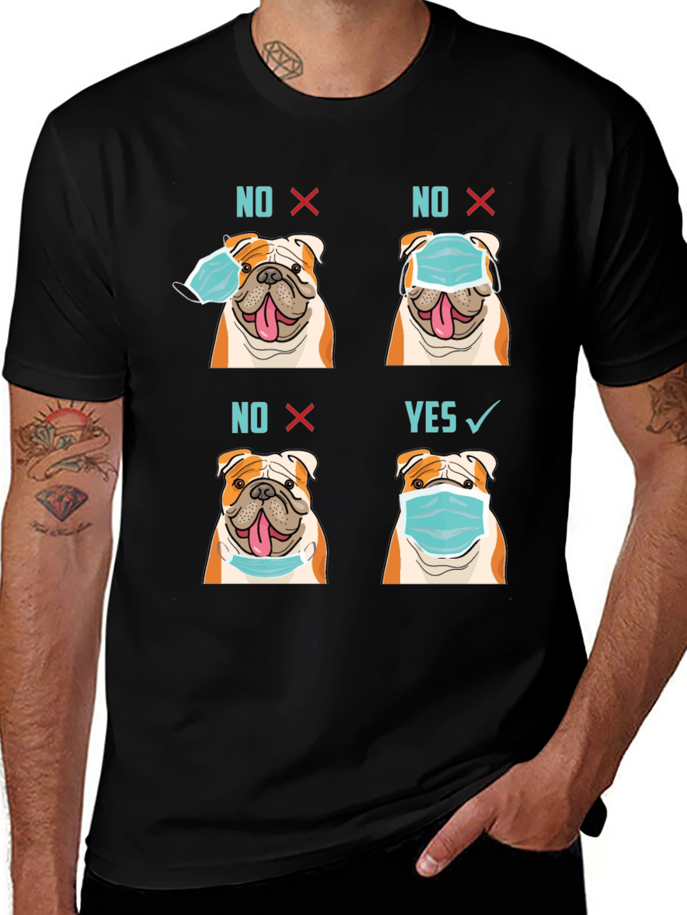 Variant 10 of Bulldog Mask T-Shirt - Wear Mask Right!