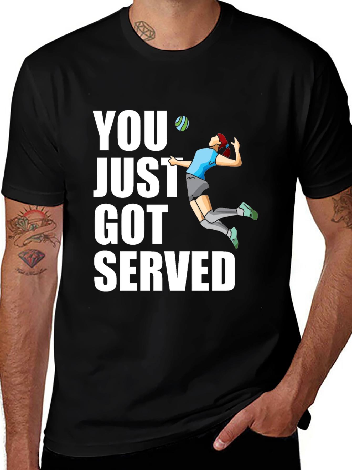 Black Volleyball Serve Graphic T-Shirt main image