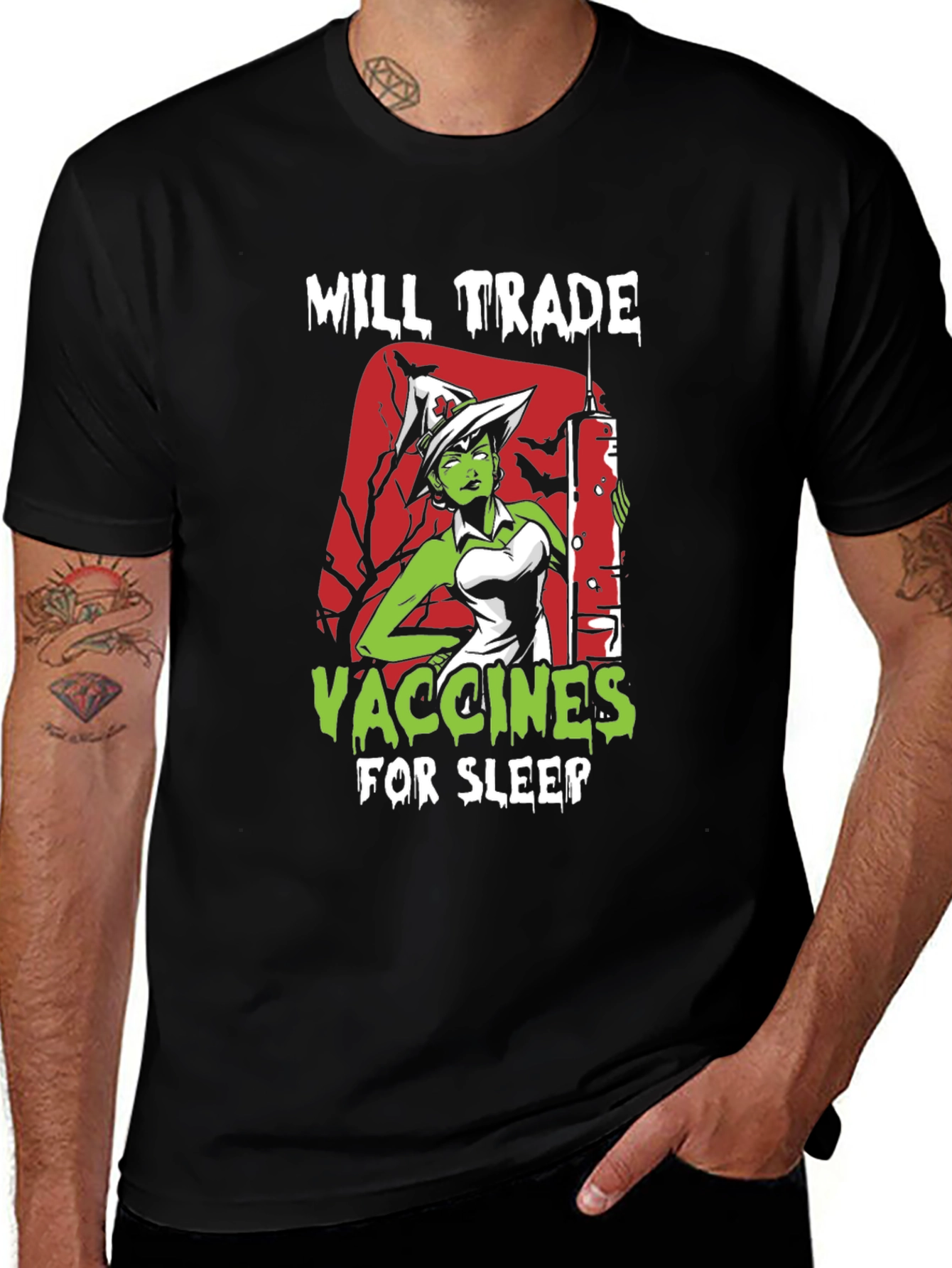Variant 5 of Will Trade Vaccines For Sleep T-Shirt