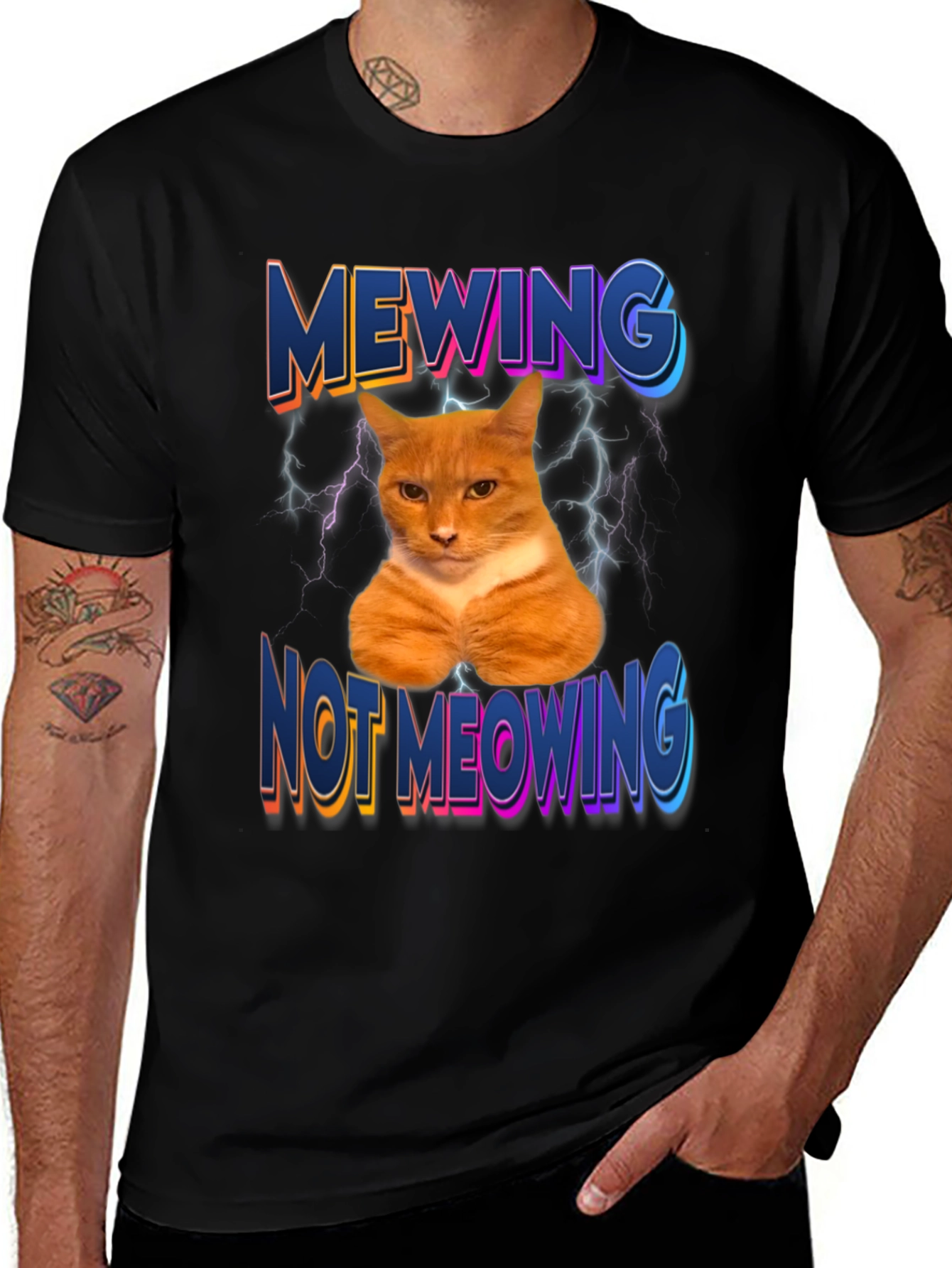 Variant 6 of Mewing Not Meowing Cat Graphic Tee