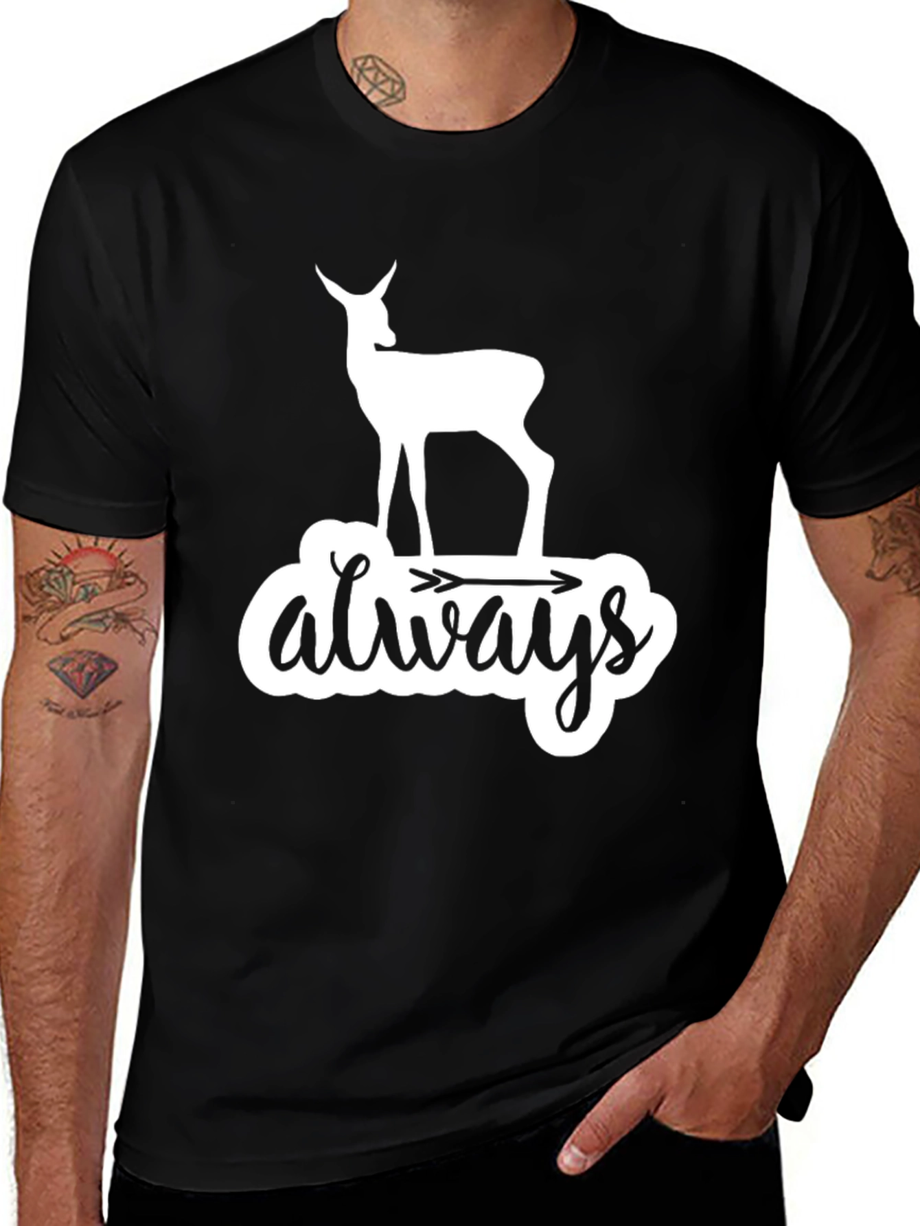 Deer Always Graphic Tee - Black