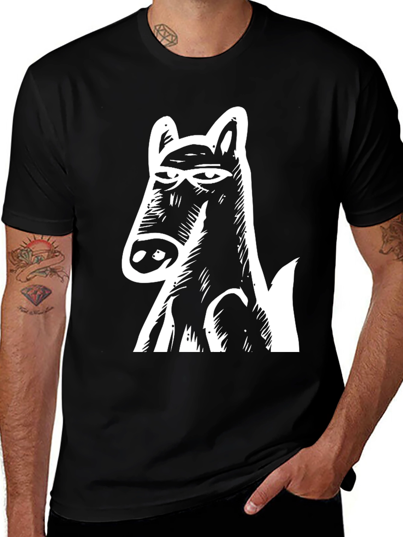Variant 30 of Dog Graphic Print Black T-Shirt