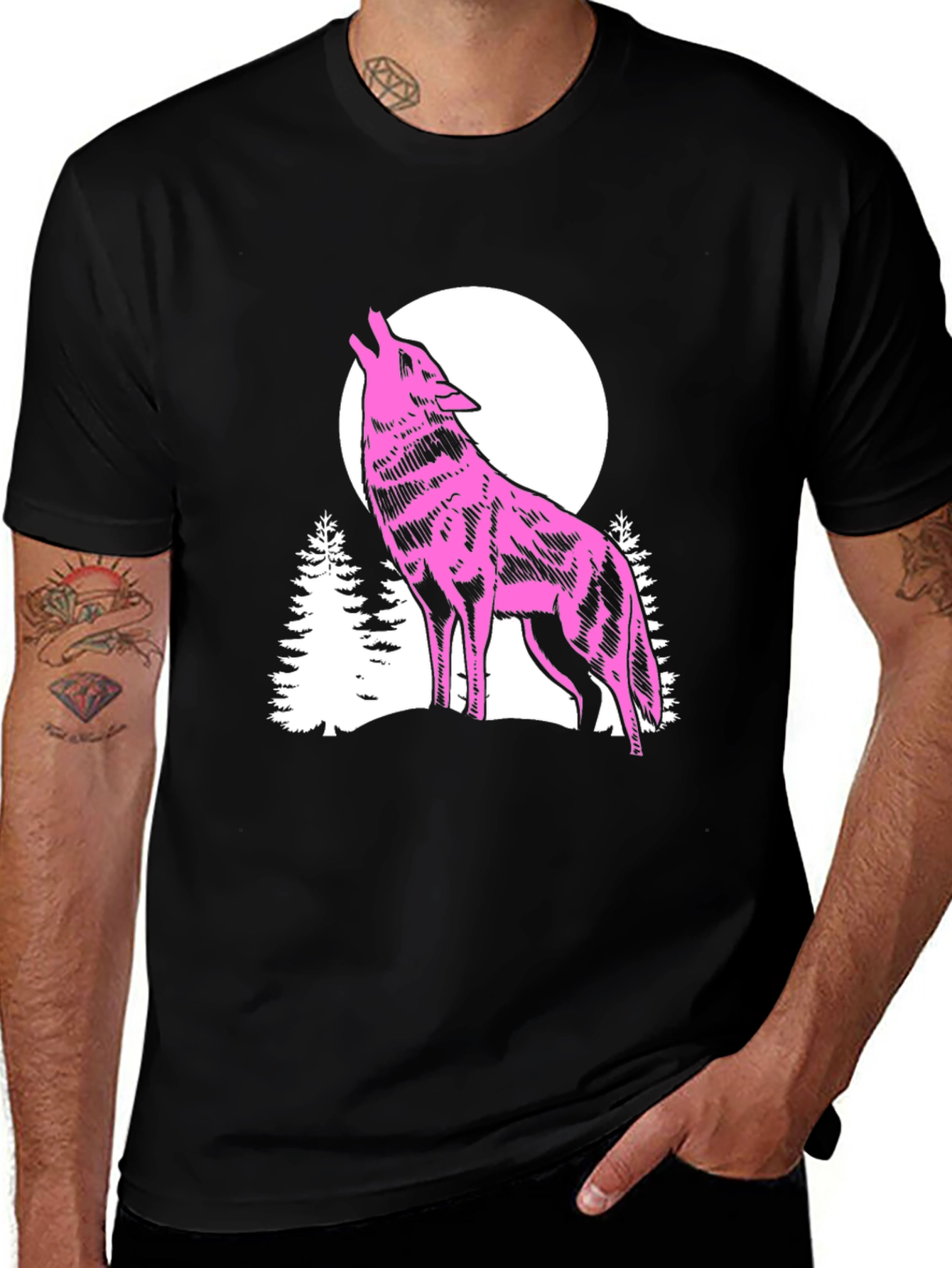 Variant 12 of Wolf Moon Graphic Tee - Black T-Shirt