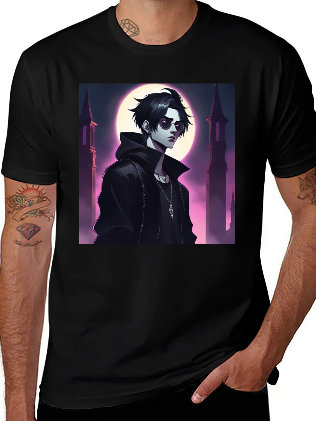 Variant 10 of Black T-Shirt with Vampire Anime Design