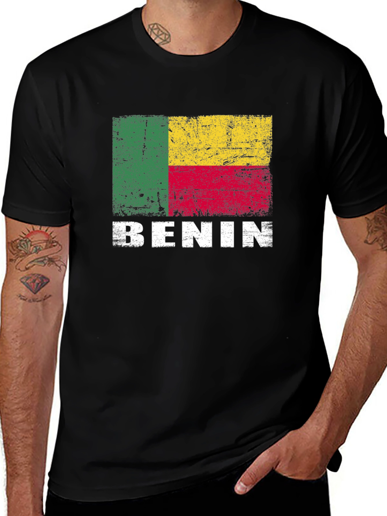 Variant 18 of Benin Flag T-Shirt - Distressed Look