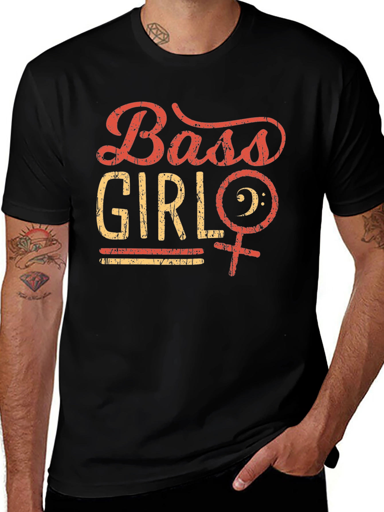Variant 2 of Bass Girl Black T-Shirt - Music Lover Tee