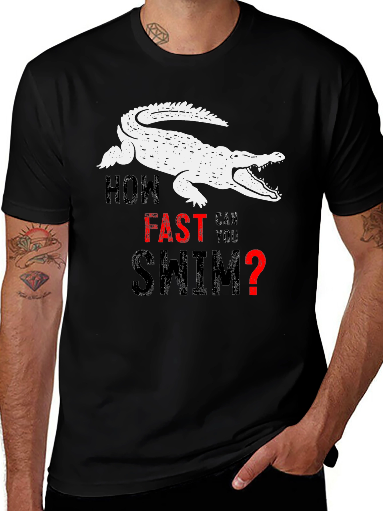 Variant 20 of Crocodile Graphic T-Shirt - How Fast Can You Swim?