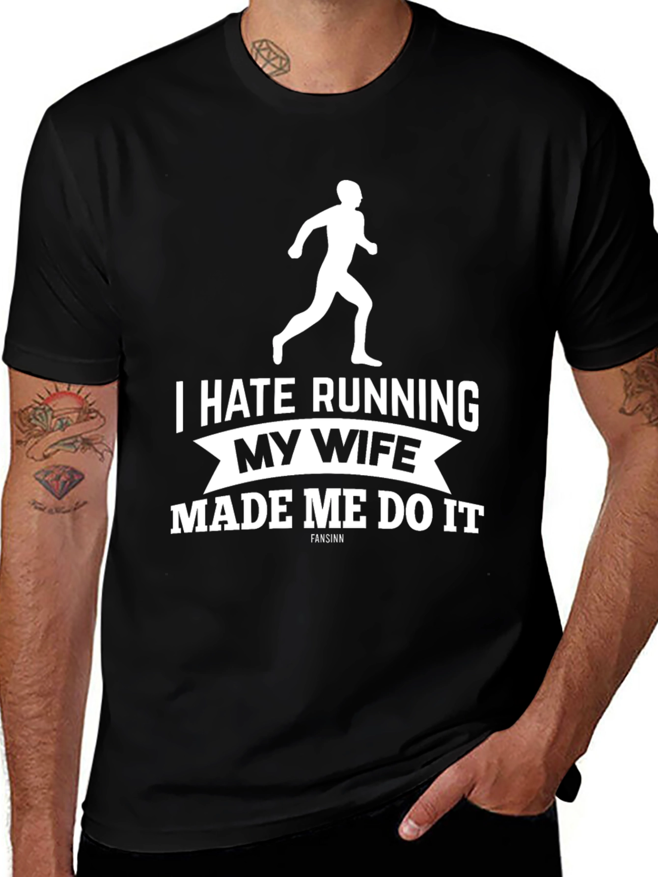 Variant 5 of Funny Running T-Shirt - I Hate Running My Wife Made Me Do It