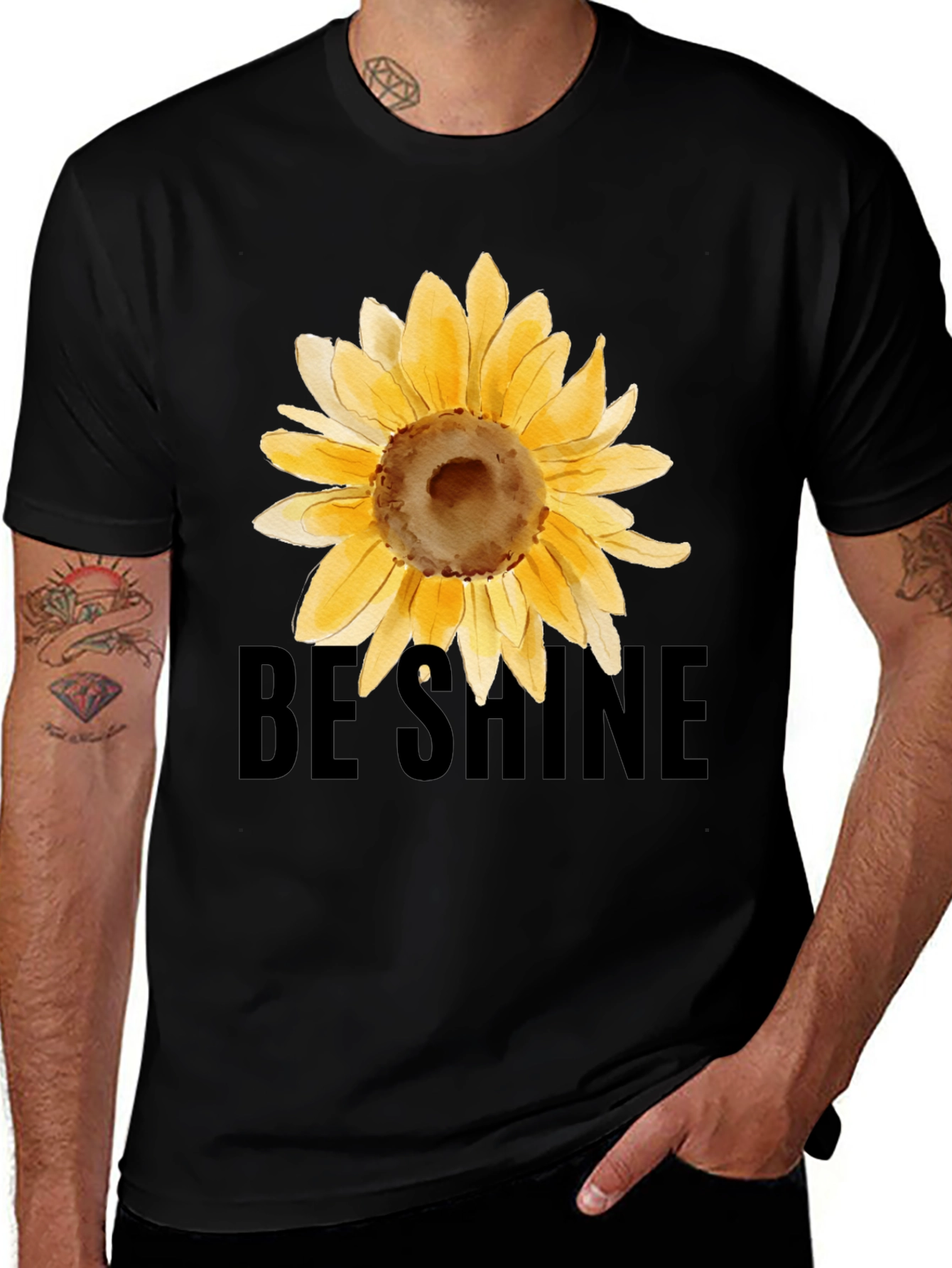 Variant 27 of Sunflower Graphic Black Tee - Be Shine T-Shirt