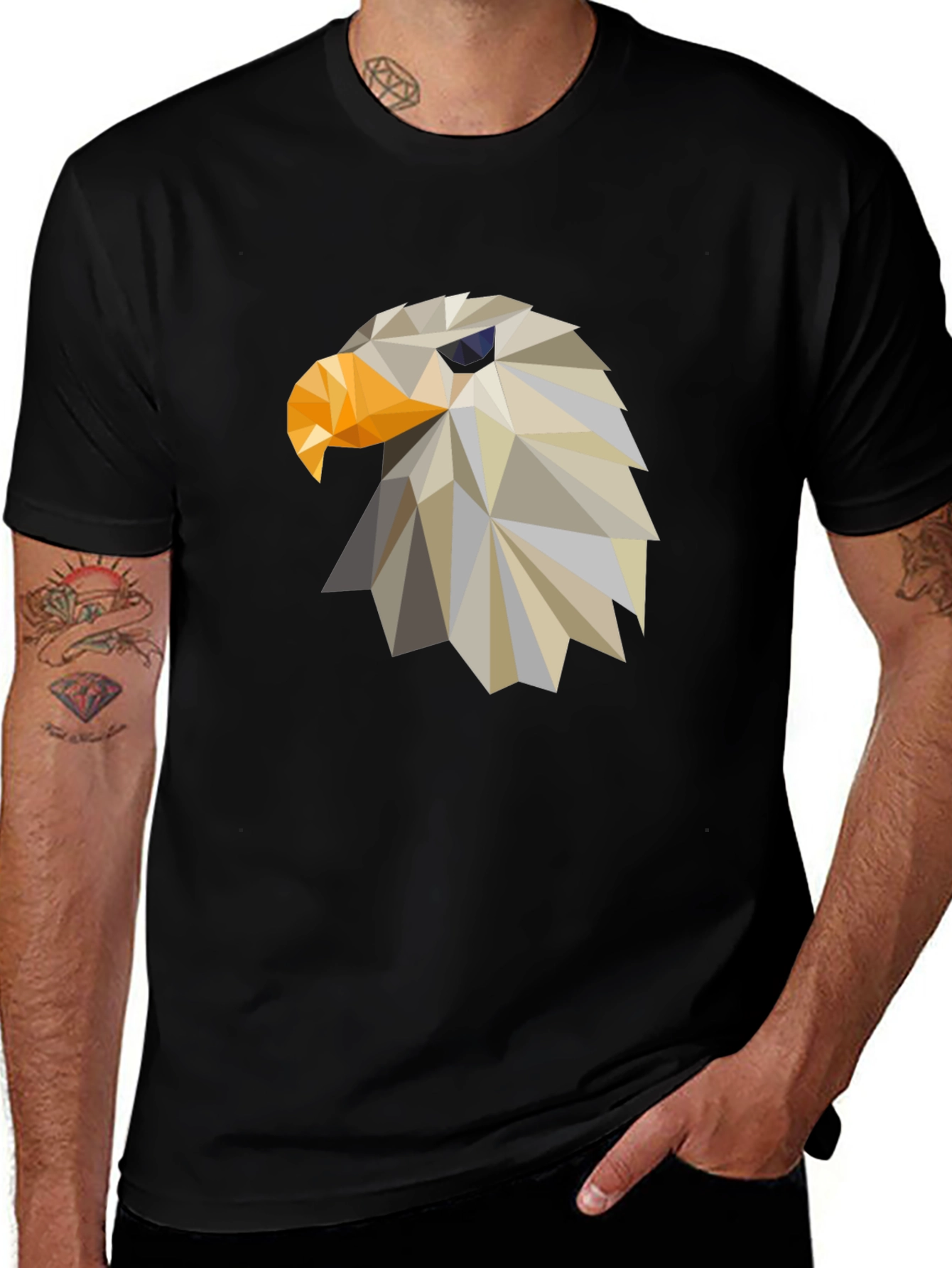 Variant 26 of Geometric Eagle Graphic Tee - Stylish Black Shirt
