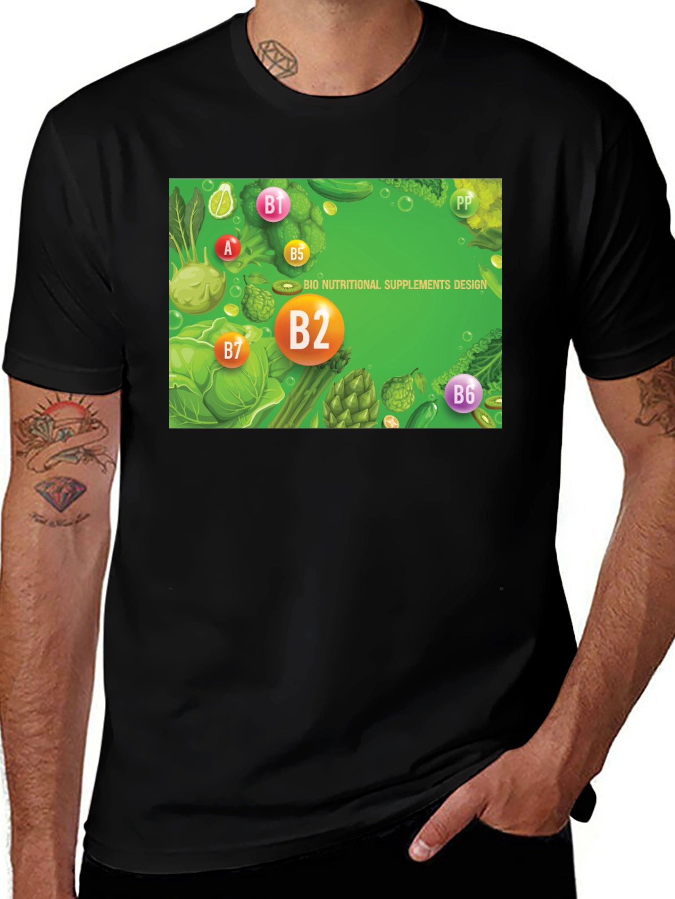 Variant 10 of Nutritional Supplements Design Black T-Shirt